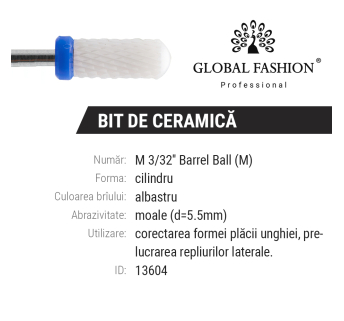 Керамическая насадка, закруглённый цилиндр, синяя насечка, M 3/32* Barrel Ball (M)
