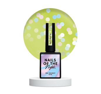 База камуфлирующая Nails Of The Night Party Base 04. неоновый лимонно-зеленый с голографическими шестигранниками. 10 мл (4824355757008)