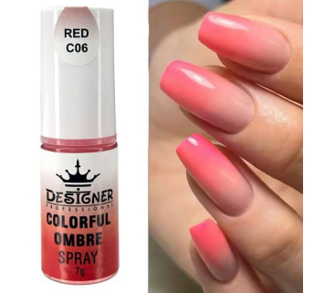 Colorful Ombre Spray, 7 г. Red C06 (Червоний) - спрей пудра Designer для створення омбре на нігтях