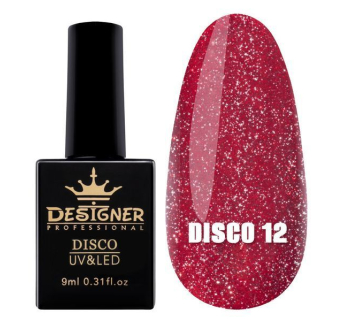 Світловідбивний гель-лак №12 (Рубіновий), 9 мл. - Disco gel polish Designer