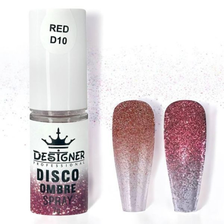 Disco Ombre Spray (7 г.) Red D10 - світловідбивна спрей пудра Designer для створення омбре на нігтях