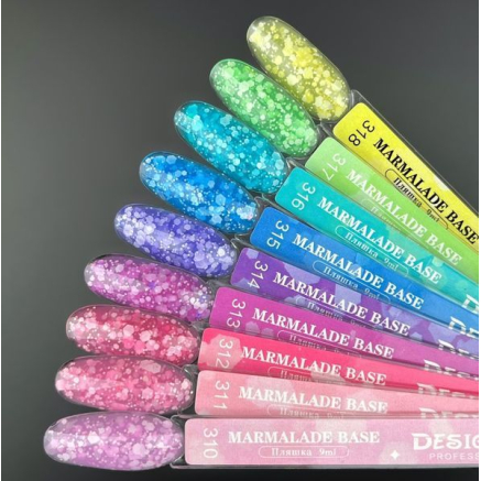 Кольорова база Marmalade base 310 Designer (9 мл.) - з білими конфетті