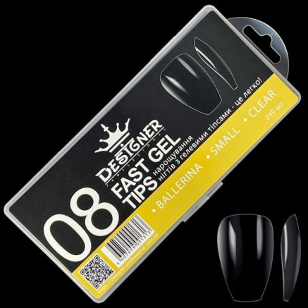 Fast gel tips №8 (Ballerina, small size) - Гелеві типси Designer