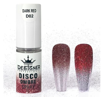 Disco Ombre Spray (7 г.) Dark Red D02 - світловідбивна спрей пудра Designer для створення омбре на нігтях