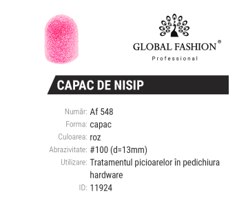 Ковпачки абразиву для педикюру, 13*19 мм #100, pink 1 шт. Af 548