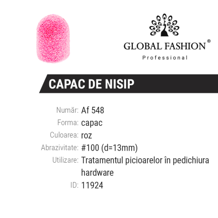 Ковпачки абразиву для педикюру, 13*19 мм #100, pink 1 шт. Af 548
