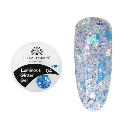 Гліттер гель що світиться у темряві, 5 гр, Luminous Glitter Gel 04