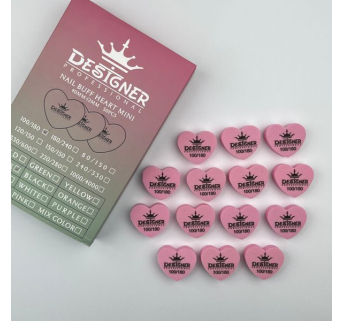 Nail Buff Heart Mini Pink (Рожевий) 100/180 грит - Designer баф у формі сердечка