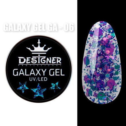 Galaxy Gel 10 мл., Designer (Глітерний гель) - GA - 06