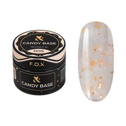База кольорова F.O.X Base Candy 005 молочний з блискітками та золотою поталлю 10 мл (390136045021)