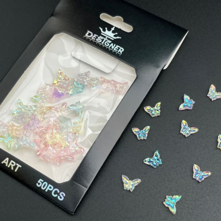 3D декор для об'ємного дизайну нігтів 'Різнокольорові метелики' Designer - D3