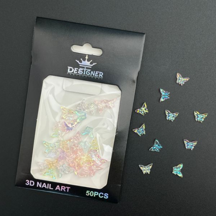 3D декор для об'ємного дизайну нігтів 'Різнокольорові метелики' Designer - D3