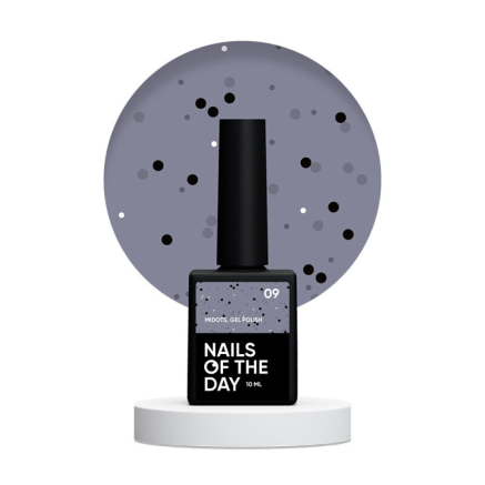 Гель-лак Nails Of The Day MIDots 09. сірий з чорними крапками. 10 мл (4821550597613)