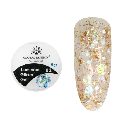 Гліттер гель що світиться у темряві, 5 гр, Luminous Glitter Gel 02