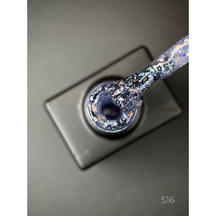 Гель лак Magic glitter 516 Designer (9мл.) - з пластівцями різних розмірів та блискітками хамелеон