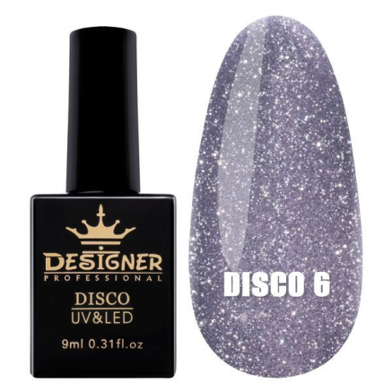 Світловідбивний гель-лак №6 (Антрацитовий), 9 мл. - Disco gel polish Designer