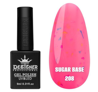 Кольорова база Sugar base 208 Designer (9 мл) - з різнокольоровими пластівцями