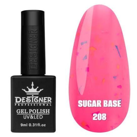 Кольорова база Sugar base 208 Designer (9 мл) - з різнокольоровими пластівцями