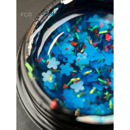 Foil flower gel FG11 (5 мл) Designer - гель з квіточками з фольги
