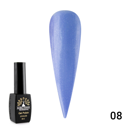 Гель лак Global Fashion Summer Light + шиммер, 8 мл, 08