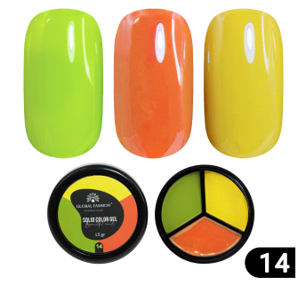 Гель-краска Solid color gel - 3, повышенной плотности 15 гр, Lemon 14