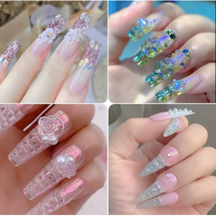 Crystal Fast Gel Tips (Stiletto Medium TS1) - типси гелеві з шипами Designer 120 шт/уп