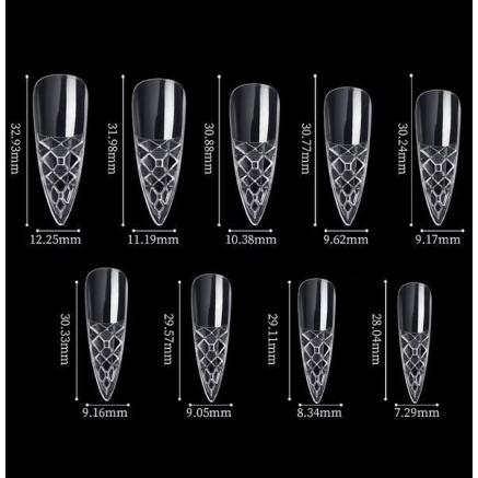 Crystal Fast Gel Tips (Stiletto Medium TS1) - типси гелеві з шипами Designer 120 шт/уп