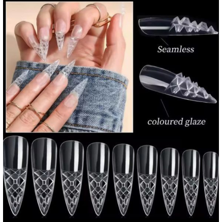 Crystal Fast Gel Tips (Stiletto Medium TS1) - типси гелеві з шипами Designer 120 шт/уп