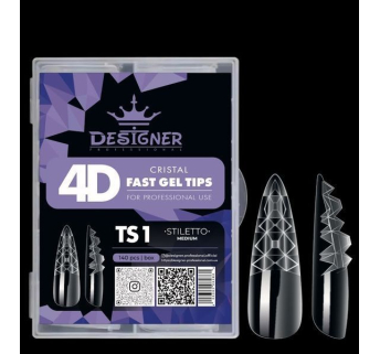 Crystal Fast Gel Tips (Stiletto Medium TS1) - типси гелеві з шипами Designer 120 шт/уп