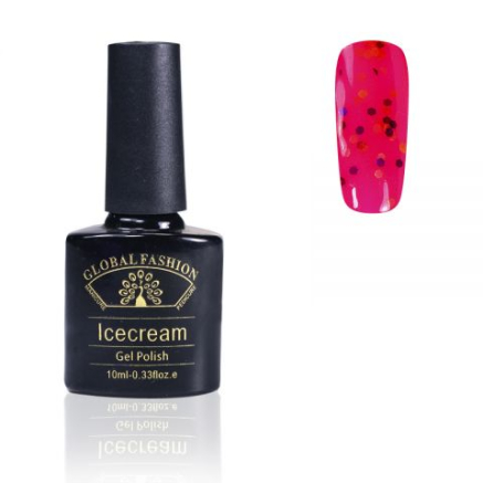 Гель-лак Ice Cream Global Fashion, 10 мл (с блёстками разных размеров) 048