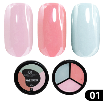 Гель-фарба Solid color gel - 3, підвищеної густини 15 гр, Rose sky 01