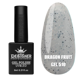 Гель лак Dragon fruit 510 Designer (9мол) - з чорно-білими крапками
