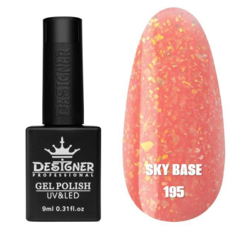Кольорова база Sky base 195 Designer (9 мл.) - із золотою поталлю