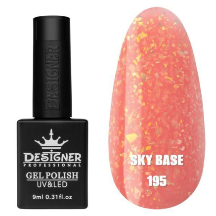 Кольорова база Sky base 195 Designer (9 мл.) - із золотою поталлю