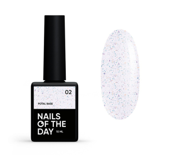 База камуфлирующая Nails Of The Day Potal Base 02. молочно-голубой с золотисто-фиолетовой и бирюзовой поталью. 10 мл (4825547640108)