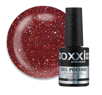 Гель-лак Oxxi Professional Disco 004. вишневий з червоними і сріблястими блискітками і шимерами. 10 мл (2100994234981)