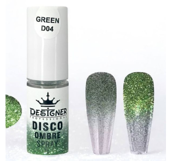 Disco Ombre Spray (7 г.) Green D04 - світловідбивна спрей пудра Designer для створення омбре на нігтях