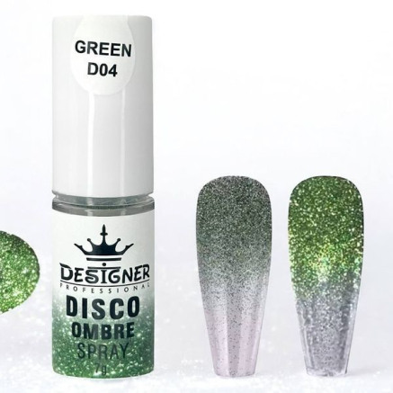 Disco Ombre Spray (7 г.) Green D04 - світловідбивна спрей пудра Designer для створення омбре на нігтях