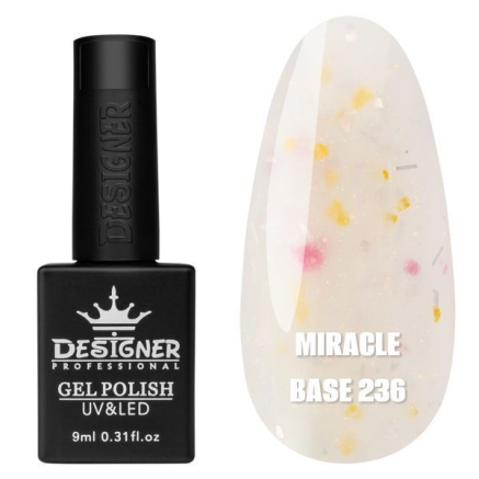 Кольорова база Miracle base Designer 236 (9 мл.) - з чорною, срібною та кольоровою поталлю