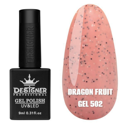 Гель лак Dragon fruit 502 Designer (9мол) - з чорно-білими крапками