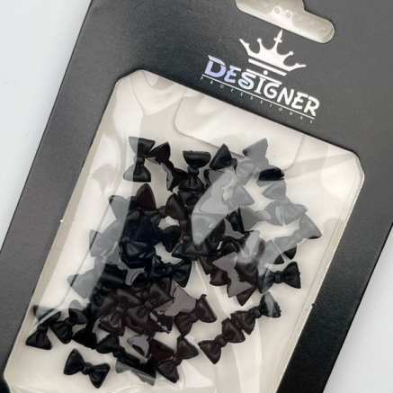 Об'ємний декор для дизайну нігтів 'Чорні бантики' Designer - B4