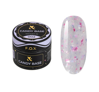 База кольорова F.O.X Base Candy 002 молочний з блискітками та рожево-фіолетовою поталлю 10 мл (390136044987)