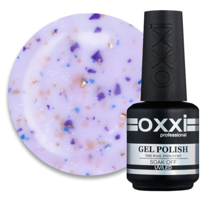 База камуфлююча Oxxi Professional Jolly Base 002. молочно-рожевий із золотистою. фіолетовою та бірюзовою поталлю. 15 мл (2100994295883)