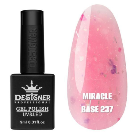 Кольорова база Miracle base Designer 237 (9 мл.) - з чорною, срібною та кольоровою поталлю