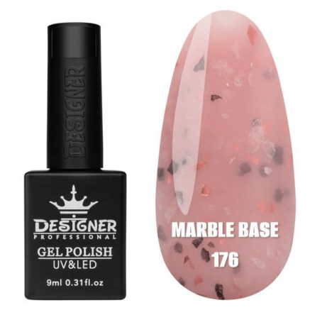 Кольорова база Marble base 176 Designer (9 мл) - з різнокольоровою поталлю