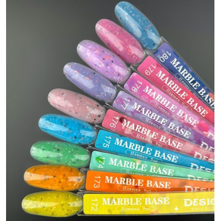 Кольорова база Marble base 176 Designer (9 мл) - з різнокольоровою поталлю