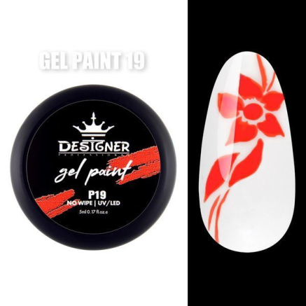 Gel Paint P19 (Неоновий помаранчевий) 5 мл. - Гель фарба Designer