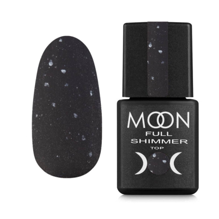 Топ матовый для гель-лака без липкого слоя Moon Full Top Shimmer White Matte 1024 матовый с белыми хлопьями 8 мл (5905123021428)