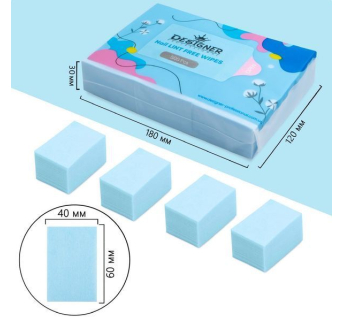 Безворсові серветки 500 шт. (Блакитні) - Lint free wipes Designer