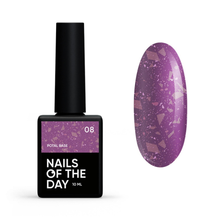 База камуфлююча Nails Of The Day Potal Base 08. бордовий з мідною поталлю. 10 мл (4825547640146)